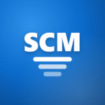 SCM Analyzer — иконка приложения: белый знак SCM на синем фоне